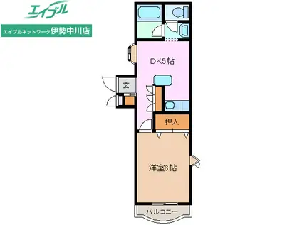 パークサイドマンション(1DK/4階)の間取り写真