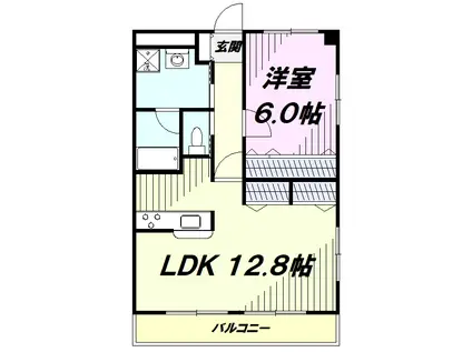 ユーネットIII(1LDK/1階)の間取り写真