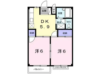 エルディム山本II(2DK/2階)の間取り写真