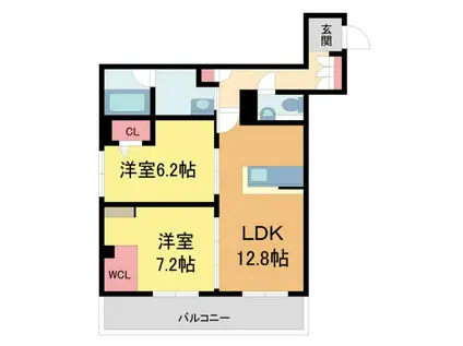 SHAMAISON COCOLU I(2LDK/2階)の間取り写真