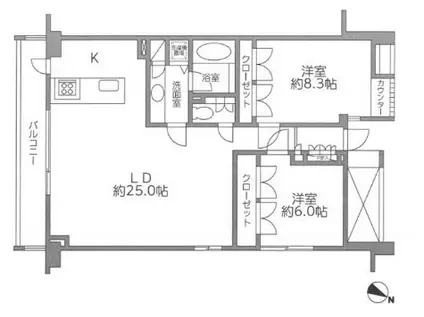 レジディア北新宿(2LDK/2階)の間取り写真