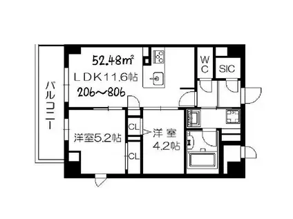 セントリヴィエ大阪梅田(2LDK/6階)の間取り写真