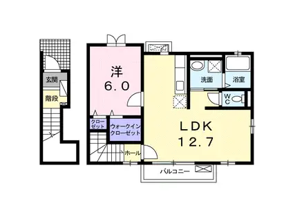 ウージーII(1LDK/2階)の間取り写真