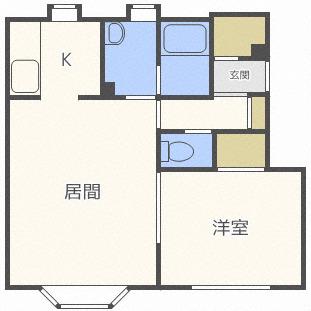 ルミエールYAWARAGI(1LDK/2階)の間取り写真