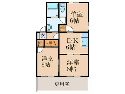 ハイカムールMY(3DK/1階)の間取り写真