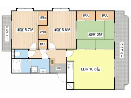 ユーミーアグリ・S(3LDK/2階)の間取り写真