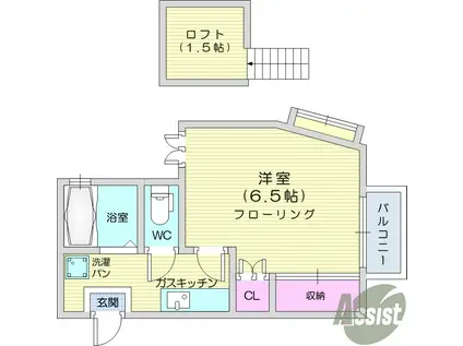 コスモハウスⅡ(1K/2階)の間取り写真