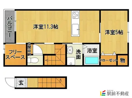 エスカレント若宮(1SLDK/2階)の間取り写真