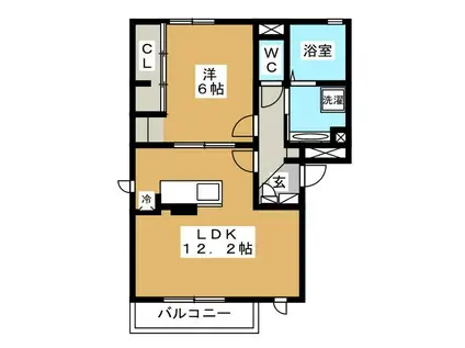 リディア(1LDK/3階)の間取り写真