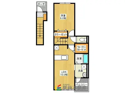 クリスタル・アクアLL(1LDK/2階)の間取り写真