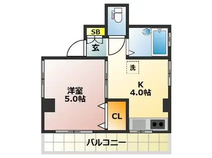 タケガミビル(1K/4階)の間取り写真