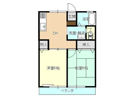 高砂ハイツ(2DK/3階)の間取り写真