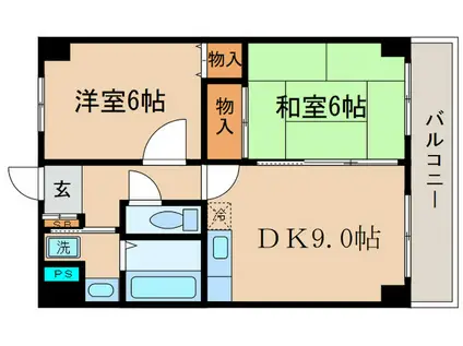 ツインズスクエア(2DK/4階)の間取り写真