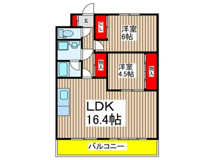 第2小島ビル(2LDK/4階)の間取り写真