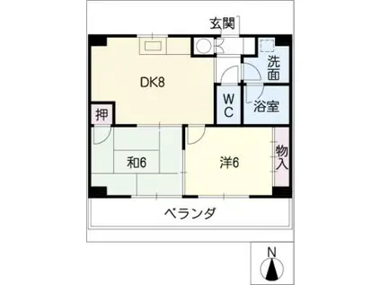 けやきの森 ルポ ハートスクエア(2DK/1階)の間取り写真