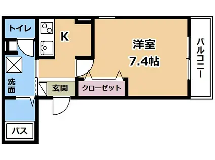 大津市御幸町マンション(1K/1階)の間取り写真