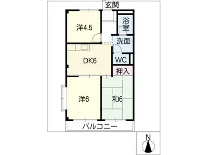 水一コーポ(3DK/1階)の間取り写真