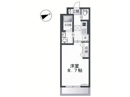 カーサ クラージュ(1K/2階)の間取り写真