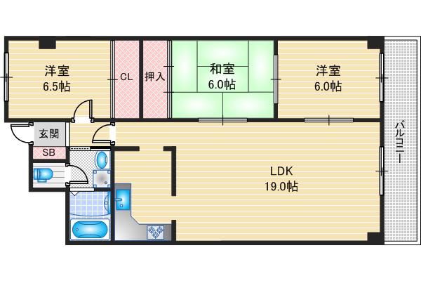 白川高層11棟(3LDK/3階)の間取り写真