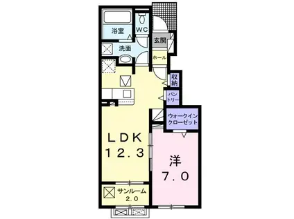 ル・シエル(1LDK/1階)の間取り写真