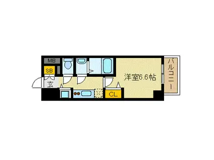 エス・キュート京町堀(1K/14階)の間取り写真