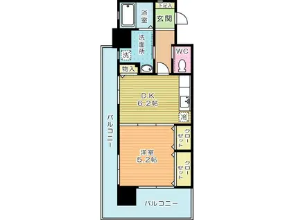 ミーナ原町(1DK/10階)の間取り写真