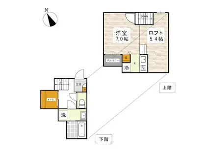 ADC渡鹿マーレ(1K/1階)の間取り写真