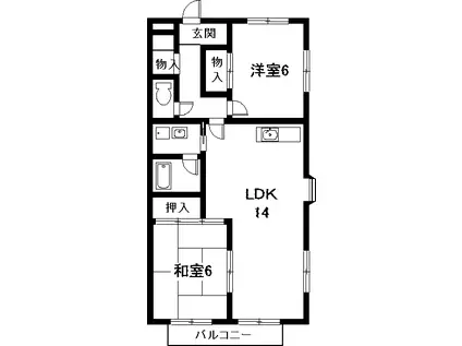 ファインアート新守(2LDK/2階)の間取り写真