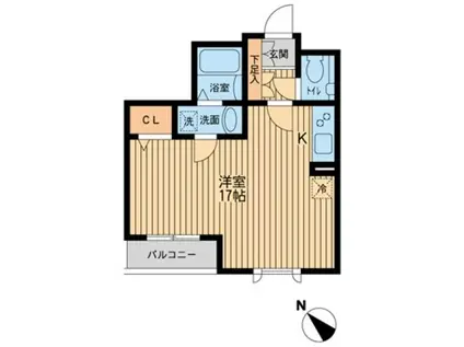 プロスペクト初台(ワンルーム/1階)の間取り写真