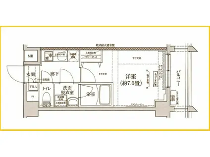 アイルグランデ横浜サウス(1K/2階)の間取り写真
