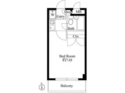 エコルフロンティアガーデン(1K/1階)の間取り写真