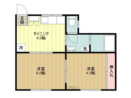ORANGE HEIGHTS FUJINO(2DK/1階)の間取り写真