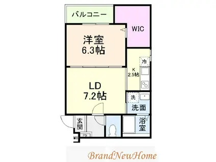 グランメゾンゆずり葉II番館(1LDK/2階)の間取り写真