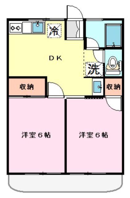 シティハイム堀越(2DK/2階)の間取り写真