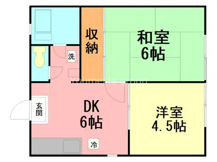 福山ハイツ(2DK/2階)の間取り写真