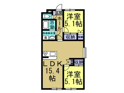ファミール若草(2LDK/3階)の間取り写真
