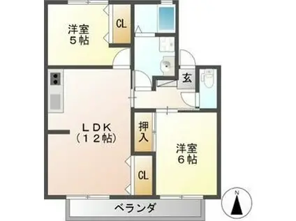 ケイズ河渡 A(2LDK/2階)の間取り写真