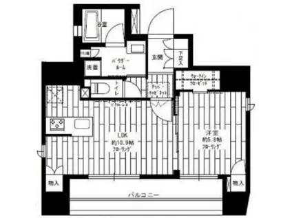 ステージファースト蔵前アジールコート(1LDK/6階)の間取り写真