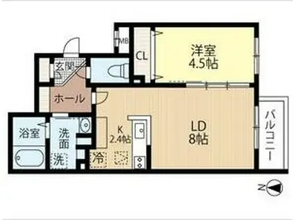 SORTE117(1LDK/2階)の間取り写真