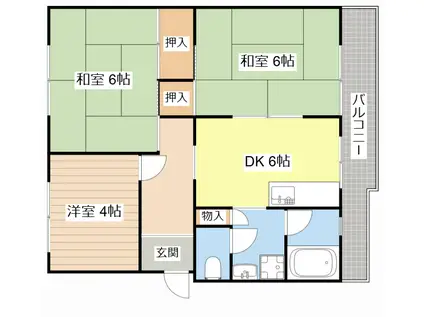湖南コーポクライノI(3DK/3階)の間取り写真