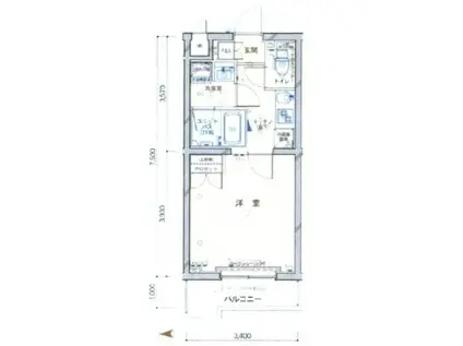 ルーブル武蔵中原(1K/3階)の間取り写真