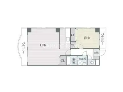 アーバンビラ大名(1LDK/3階)の間取り写真