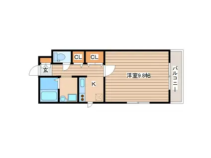 カーサプリメーラ(1K/2階)の間取り写真