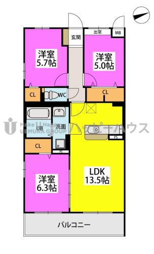 REPOS KASUGA(3LDK/3階)の間取り写真