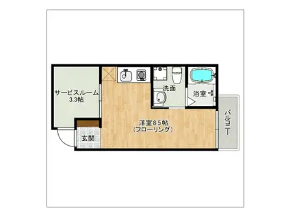 ガレット南福岡(ワンルーム/4階)の間取り写真