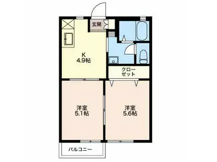 フレグランスいずみ(2K/2階)の間取り写真