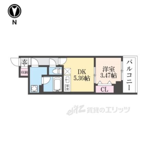 阪急京都線 西京極駅 徒歩18分 7階建 築1年(1DK/7階)の間取り写真