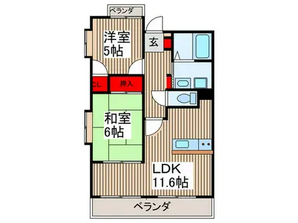 エスポワール・サイトウ(2LDK/2階)の間取り写真