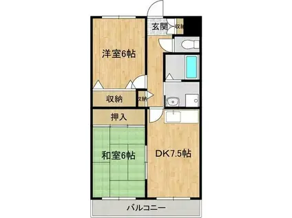 フラワーベル(2DK/1階)の間取り写真