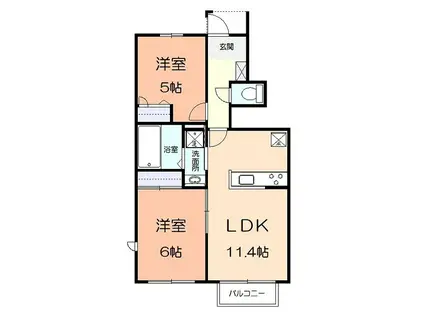 リリークレールI(2LDK/1階)の間取り写真